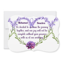 Lavande Faire-part de mariage florale - Coeur élég
