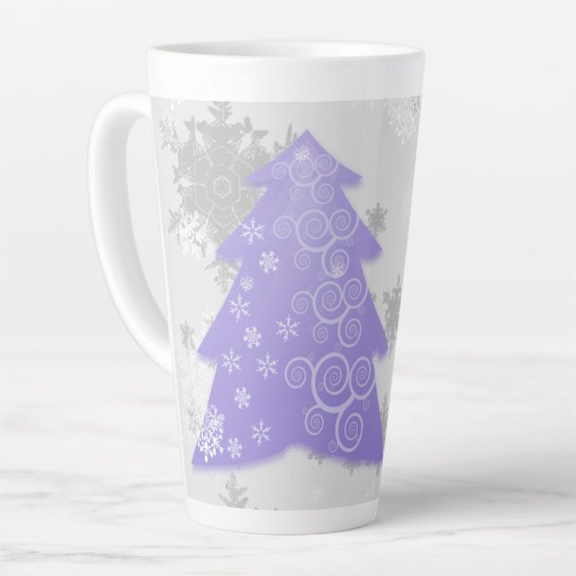 Lavande Festive Arbre de Noël Latte Mug (Angle gauche)