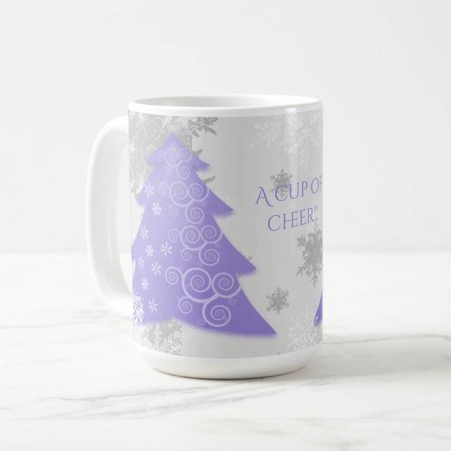 Lavande Festive de Noël Arbre café Mug (Devant gauche)