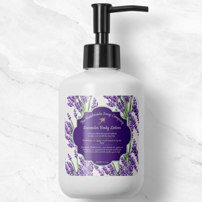 Lavande Fleurs Étiquette de savon et de cosmétique (Créateur téléchargé)