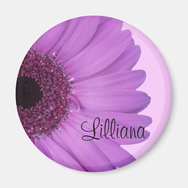 Lavande Gerbera Daisy Magnet rond (Devant)
