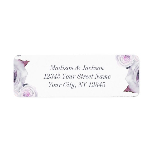 Lavande & Grey Floral Mariage Adresse de retour (Devant)