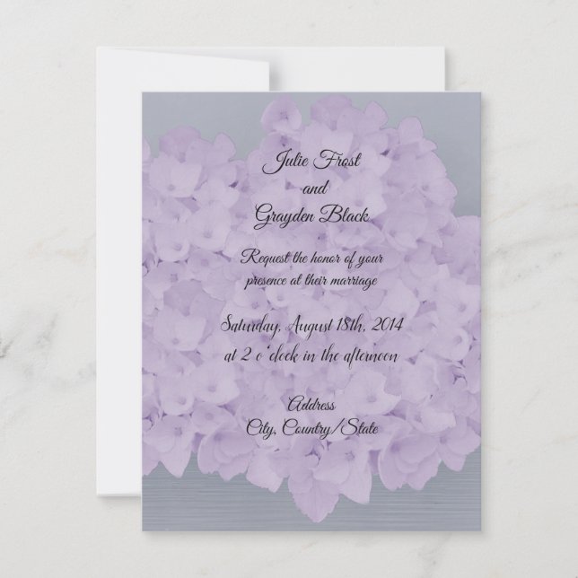 Lavande Hydrangea Faire-part de mariage (Devant)