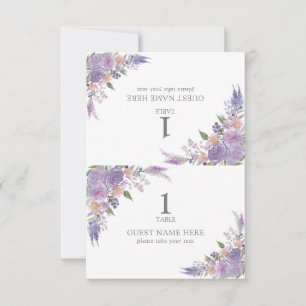 Lavande Lavande Mauve Mariage moderne Carte Place