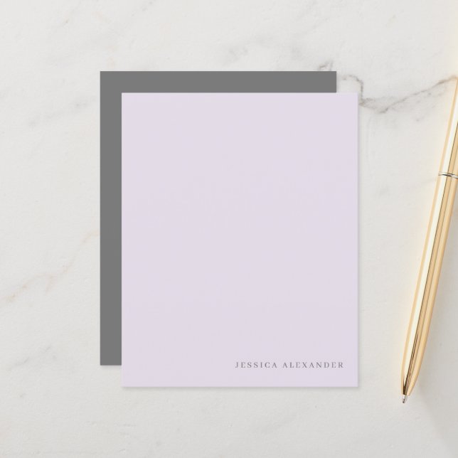 Lavande moderne et papier à lettres personnalisé g (Devant/Arrière en situation)