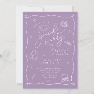 Lavande Photo Main Tirée Grad Party Invitation