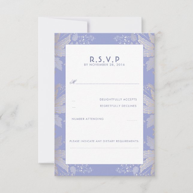 Lavande Purple Floral Élégant Mariage Cartes RSVP (Devant)