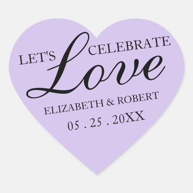 Lavande Purple Mariage Stickers Coeur Invitations (Devant)