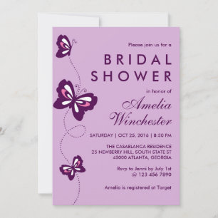 Lavande Purple Papillon Faire-part de mariage tour