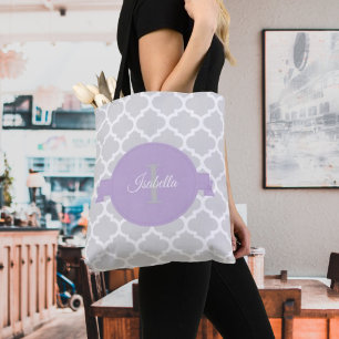 Lavande Quatrefoil Sac fourre-tout personnalisé