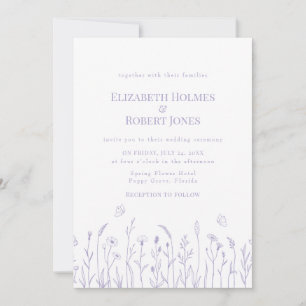 Lavande violet Fleurs sauvages Faire-part de maria