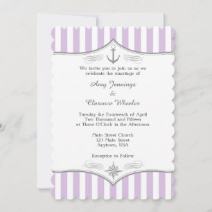 Lavande violet gris Faire-part de mariage nautique