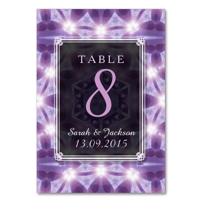 Lavande violet Mariage magique Carte Numéro de tab (Dos)