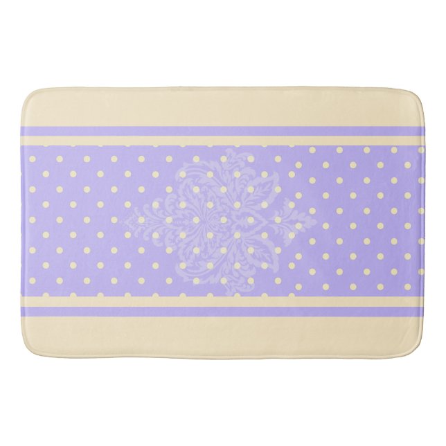 Lavande violet pois et tapis de bain jaune (Devant)