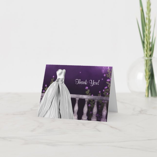 Lavande Violet Roses Quinceanera Merci Cartes (Devant)