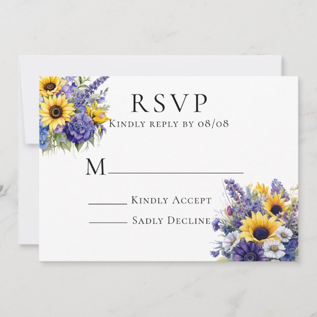 Lavande violette avec Cartes RSVP Sunflowers (Devant)