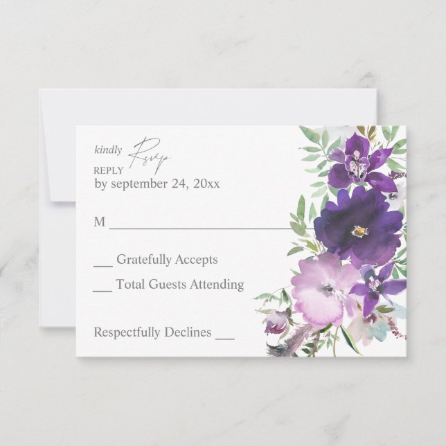 Lavande violette & Violet Floral no Repas Carte RS (Devant)
