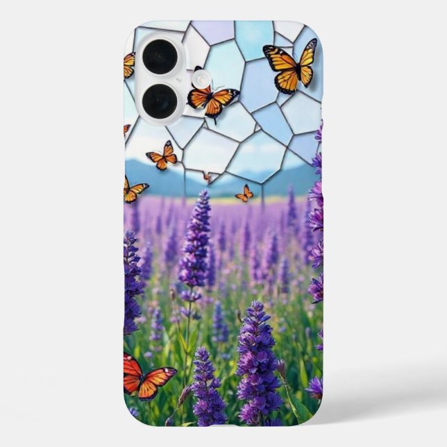 Lavander and Butterflies at Dusk Stained Glass  Case-Mate iPhone Case (Back)