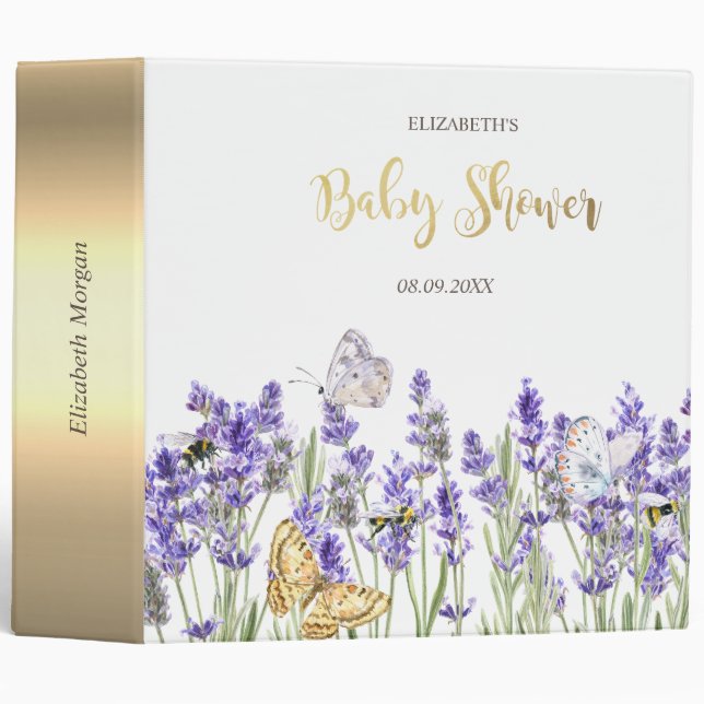 Lavander Butterflies Botanical Baby Shower  Binder (Front/Spine)