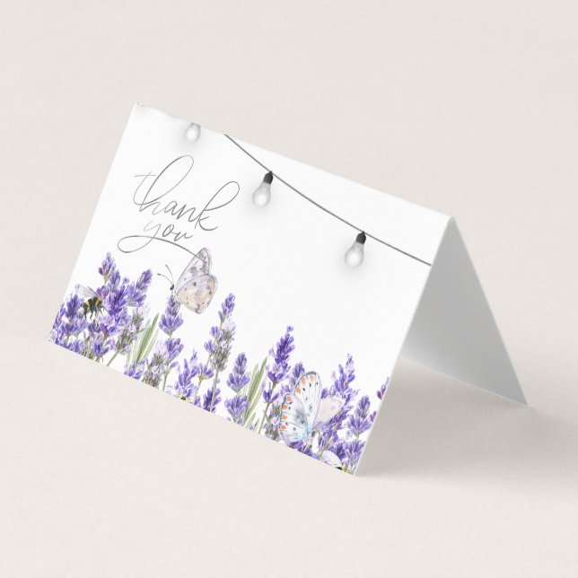 Lavander Butterflies Botanical String Lights  Business Card (Front)