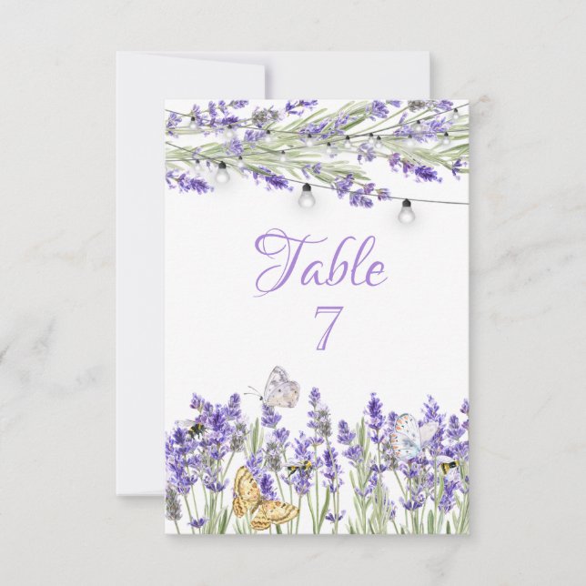 Lavander Butterflies Botanical String Lights Invitation (Front)
