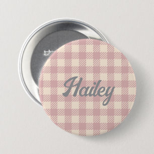 lavander pale purple gingham preppy plaid checked 3 inch round button