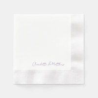 Lavander Personalized Script Names Wedding Napkins