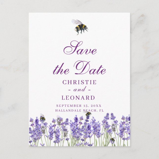Lavander Purple Simple Save The Date Postcard (Front)