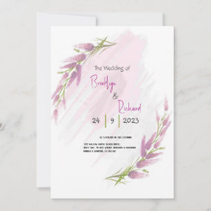 Lavander watercolor wild flower invitation