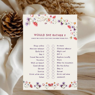 Lavander Would She Rather Bridal Shower Game