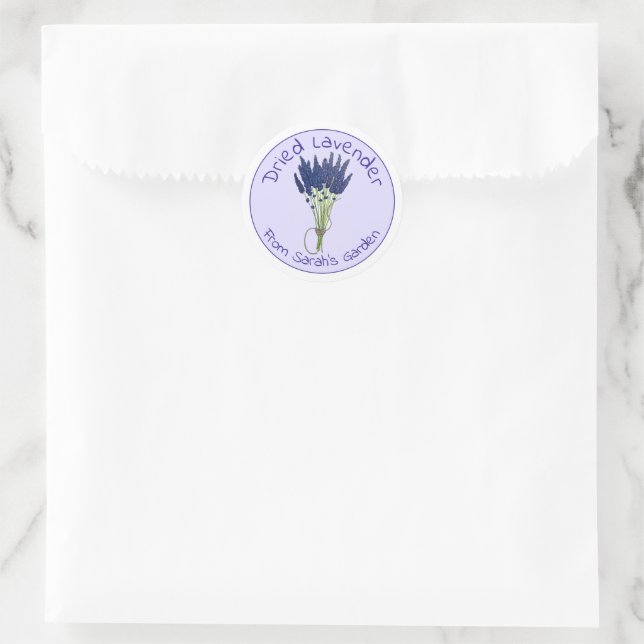 Lavandula Dried Lavender Bunch From the Garden of Classic Round Sticker (Bag)