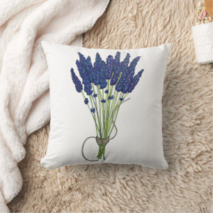 Lavandula Lavender Bunch Herb Purple Flower Garden Throw Pillow
