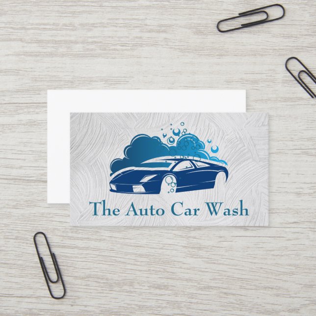 Lave-auto | Carte de visite du logo de nettoyage a (Devant/Arrière en situation)