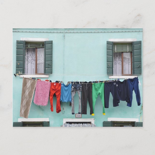 Lave-linge séché par linge, carte postale (Devant)