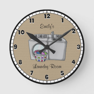 Lave-linge Tan Personnalisée Horloge ronde