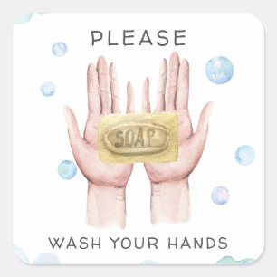 Lave-toi les mains Autocollant d'illustration aq