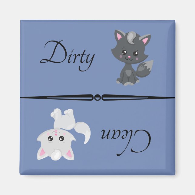 Lave-vaisselle propre sale Magnet Chat Kitten Anim (Devant)
