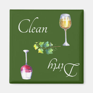 Lave-vaisselle sale propre Magnet Vin rouge blanc