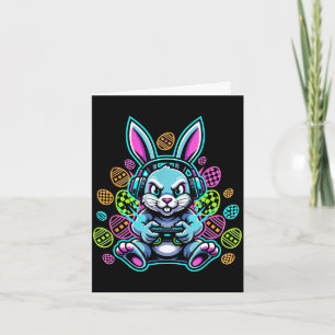 Lavel up gamer easter cute bunny rabbit headset card