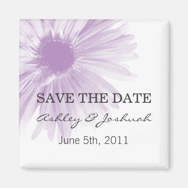 Lavend Flower Design Wedding Save The Date Magnets (Front)