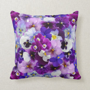 Lavendar, Blanc, Pansy Violet Coussin Floral