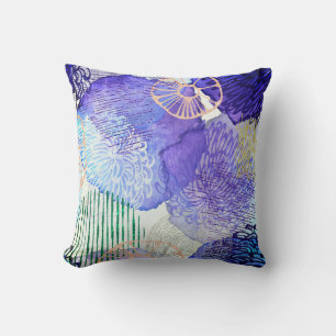 Lavendar & Blue Abstract Pillow