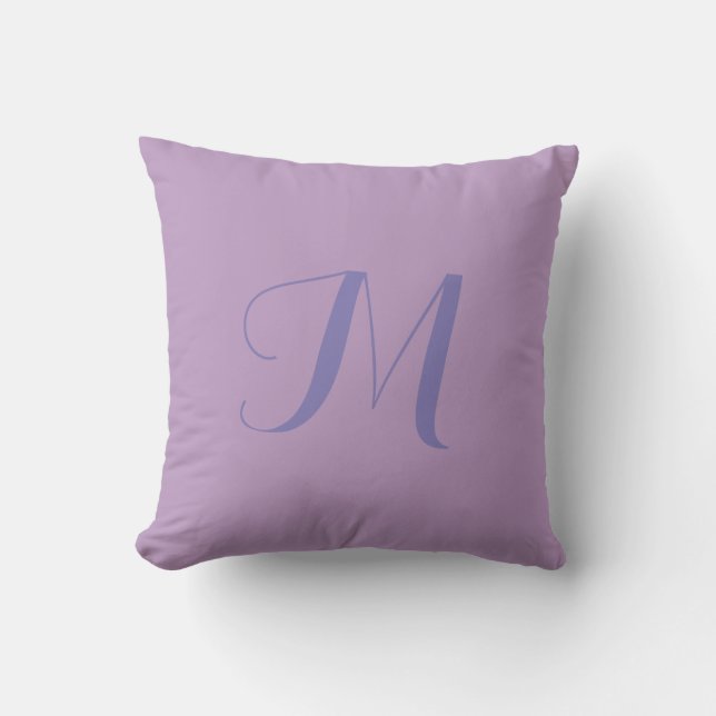 Lavendar couleur solide Monogramme Coussin extérie (Recto)