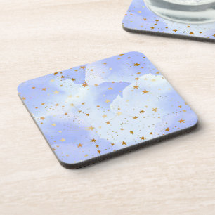 Lavendar Golden Star Pattern Coaster