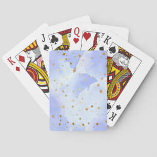 Lavendar Golden Star Pattern Playing Cards