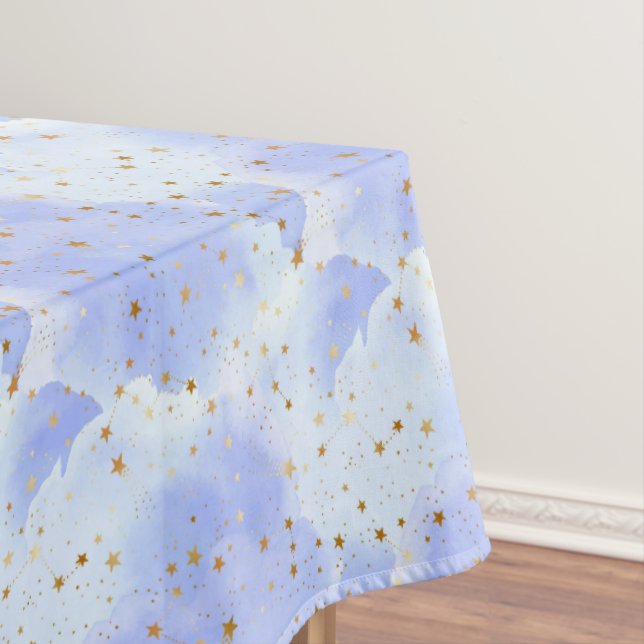 Lavendar Golden Star Pattern Tablecloth (In Situ)