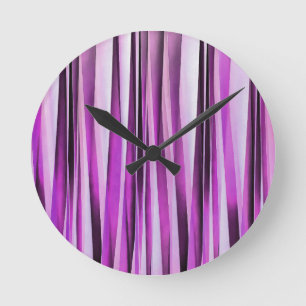 Lavendar, Iris and Grape Stripy Pattern Round Clock
