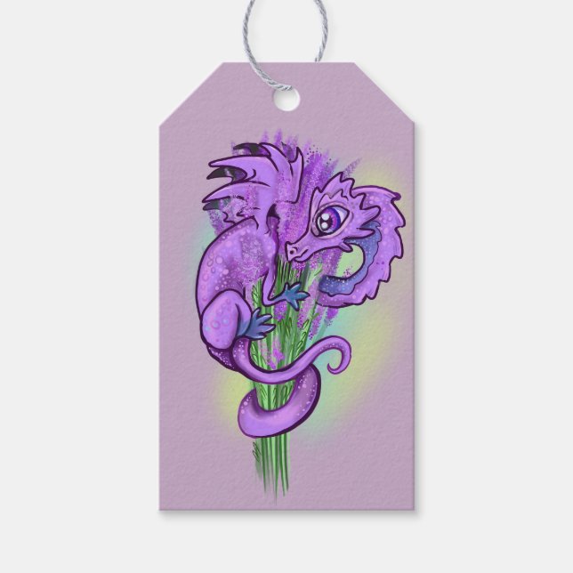 Lavendar little herb dragon gift tags (Front)