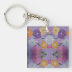 Lavendar Lovie Floral Acrylic Keychain