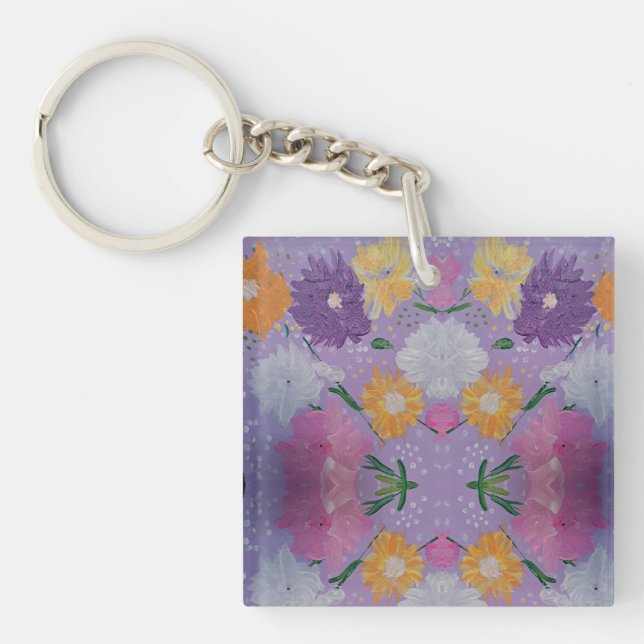 Lavendar Lovie Floral Acrylic Keychain (Front)